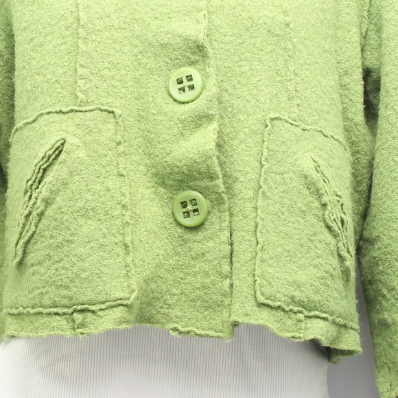 Wool Button-Down Jacket Size M Green - Picture 6 of 9
